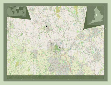 Photo for Staffordshire, administrative county of England - Great Britain. Open Street Map. Locations of major cities of the region. Corner auxiliary location maps - Royalty Free Image