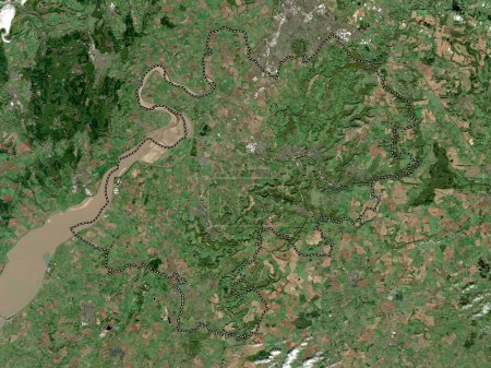 Foto de Stroud, distrito no metropolitano de Inglaterra Gran Bretaña. Mapa satelital de baja resolución - Imagen libre de derechos