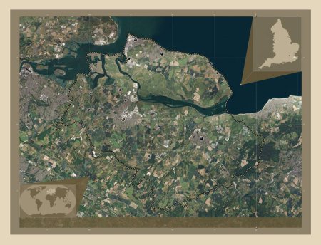 Photo for Swale, non metropolitan district of England - Great Britain. High resolution satellite map. Locations of major cities of the region. Corner auxiliary location maps - Royalty Free Image