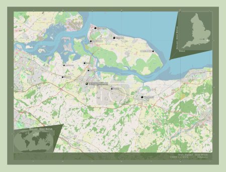 Photo for Swale, non metropolitan district of England - Great Britain. Open Street Map. Locations and names of major cities of the region. Corner auxiliary location maps - Royalty Free Image