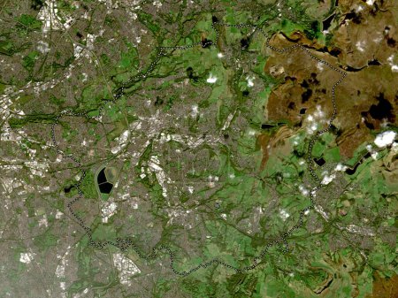 Téléchargez les photos : Tameside, district métropolitain d'Angleterre - Grande-Bretagne. Carte satellite basse résolution - en image libre de droit