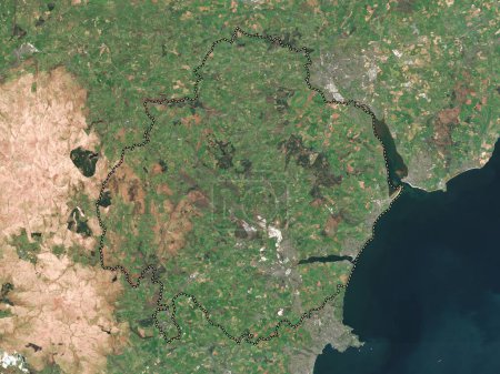 Foto de Teignbridge, distrito no metropolitano de Inglaterra Gran Bretaña. Mapa satelital de baja resolución - Imagen libre de derechos