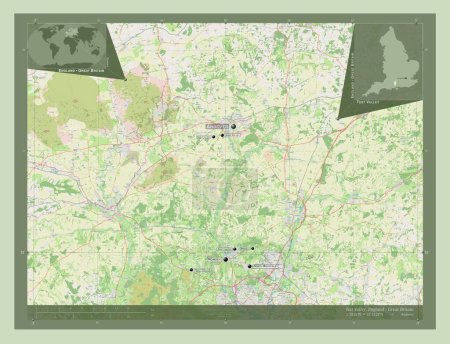Photo for Test Valley, non metropolitan district of England - Great Britain. Open Street Map. Locations and names of major cities of the region. Corner auxiliary location maps - Royalty Free Image