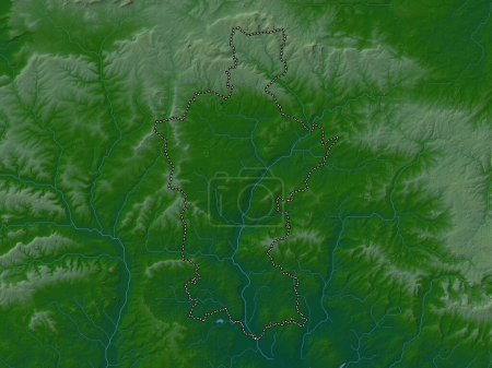 Téléchargez les photos : Test Valley, district non métropolitain d'Angleterre - Grande-Bretagne. Carte d'altitude colorée avec lacs et rivières - en image libre de droit