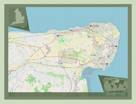 Photo for Thanet, non metropolitan district of England - Great Britain. Open Street Map. Locations and names of major cities of the region. Corner auxiliary location maps - Royalty Free Image