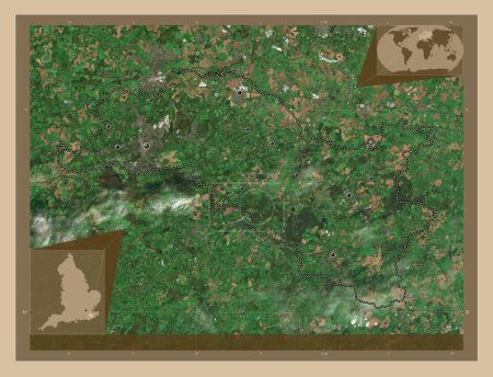 Foto de Tunbridge Wells, distrito no metropolitano de Inglaterra - Gran Bretaña. Mapa satelital de baja resolución. Ubicaciones de las principales ciudades de la región. Mapas de ubicación auxiliares de esquina - Imagen libre de derechos