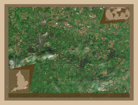 Foto de Tunbridge Wells, distrito no metropolitano de Inglaterra - Gran Bretaña. Mapa satelital de baja resolución. Mapas de ubicación auxiliares de esquina - Imagen libre de derechos