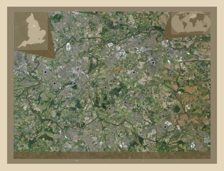 Photo for Wakefield, unitary authority of England - Great Britain. High resolution satellite map. Locations of major cities of the region. Corner auxiliary location maps - Royalty Free Image