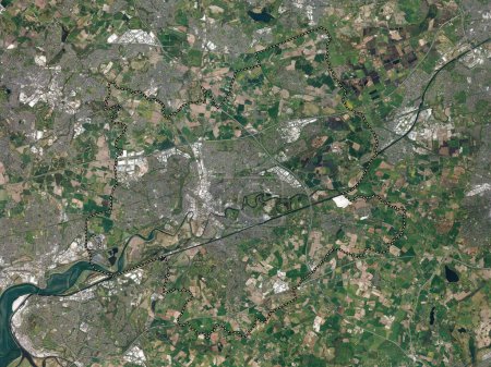 Foto de Warrington, autoridad unitaria de Inglaterra Gran Bretaña. Mapa de satélite de alta resolución - Imagen libre de derechos