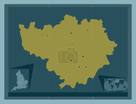 Photo for Warwick, non metropolitan district of England - Great Britain. Solid color shape. Locations of major cities of the region. Corner auxiliary location maps - Royalty Free Image