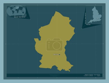 Photo for Watford, non metropolitan district of England - Great Britain. Solid color shape. Locations and names of major cities of the region. Corner auxiliary location maps - Royalty Free Image