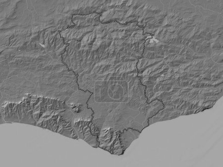 Foto de Wealden, distrito no metropolitano de Inglaterra Gran Bretaña. Mapa de elevación de Bilevel con lagos y ríos - Imagen libre de derechos