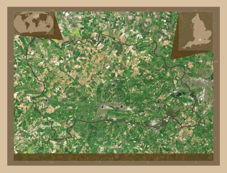 Photo for West Berkshire, county of England - Great Britain. Low resolution satellite map. Locations of major cities of the region. Corner auxiliary location maps - Royalty Free Image