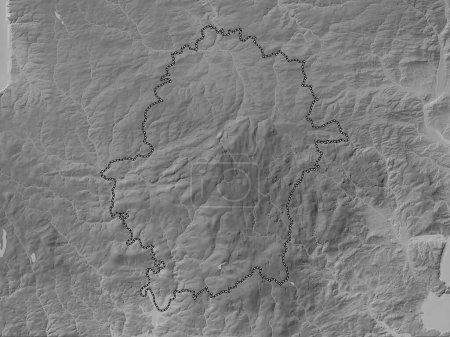 Foto de West Devon, distrito no metropolitano de Inglaterra Gran Bretaña. Mapa de elevación a escala de grises con lagos y ríos - Imagen libre de derechos