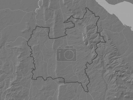 Téléchargez les photos : West Lindsey, district non métropolitain d'Angleterre - Grande-Bretagne. Carte d'altitude de Bilevel avec lacs et rivières - en image libre de droit