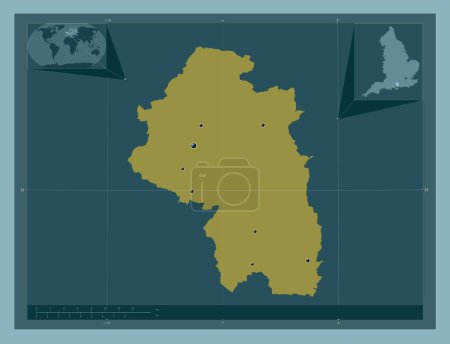 Foto de Winchester, distrito no metropolitano de Inglaterra - Gran Bretaña. Forma de color sólido. Ubicaciones de las principales ciudades de la región. Mapas de ubicación auxiliares de esquina - Imagen libre de derechos