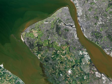 Photo for Wirral, metropolitan district of England - Great Britain. High resolution satellite map - Royalty Free Image