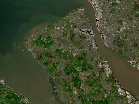 Photo for Wirral, metropolitan district of England - Great Britain. Low resolution satellite map - Royalty Free Image
