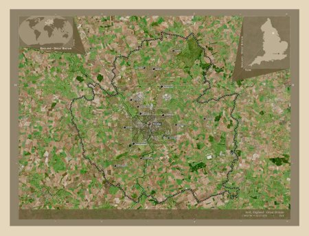 Photo for York, unitary authority  of England - Great Britain. High resolution satellite map. Locations and names of major cities of the region. Corner auxiliary location maps - Royalty Free Image