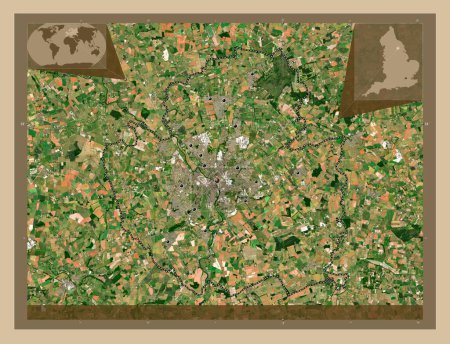 Photo for York, unitary authority  of England - Great Britain. Low resolution satellite map. Locations of major cities of the region. Corner auxiliary location maps - Royalty Free Image