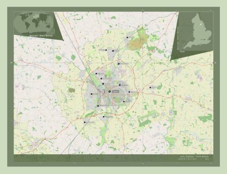 Photo for York, unitary authority  of England - Great Britain. Open Street Map. Locations and names of major cities of the region. Corner auxiliary location maps - Royalty Free Image