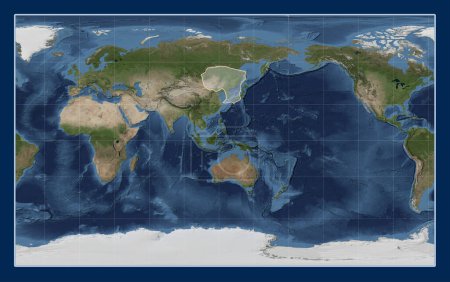 Téléchargez les photos : Plaque tectonique Amour sur la carte satellite Blue Marble dans la projection Compact Miller centrée méridionale. - en image libre de droit