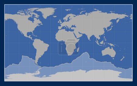 Téléchargez les photos : Plaque tectonique antarctique sur la carte des contours solides dans la projection Compact Miller centrée méridionale. - en image libre de droit