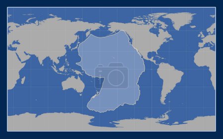 Téléchargez les photos : Plaque tectonique du Pacifique sur la carte des contours solides dans la projection Compact Miller centrée méridionale. - en image libre de droit