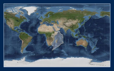 Foto de Placa tectónica somalí en el mapa satélite de mármol azul en la proyección Compact Miller centrada meridionalmente. - Imagen libre de derechos