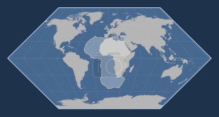 Téléchargez les photos : Plaque tectonique africaine sur la carte des contours solides dans la projection Eckert I centrée méridionale. - en image libre de droit