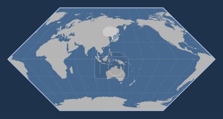 Téléchargez les photos : Plaque tectonique Amour sur la carte des contours solides dans la projection Eckert I centrée méridionale. - en image libre de droit