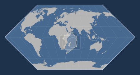 Foto de Placa tectónica somalí en el mapa de contorno sólido en la proyección Eckert I centrada meridionalmente. - Imagen libre de derechos