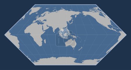 Téléchargez les photos : Plaque tectonique Sunda sur la carte de contour solide dans la projection Eckert I centrée méridionale. - en image libre de droit