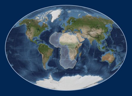 Foto de Placa tectónica africana en el mapa satélite de mármol azul en la proyección oblicua de Fahey centrada meridional y latitudinalmente. - Imagen libre de derechos