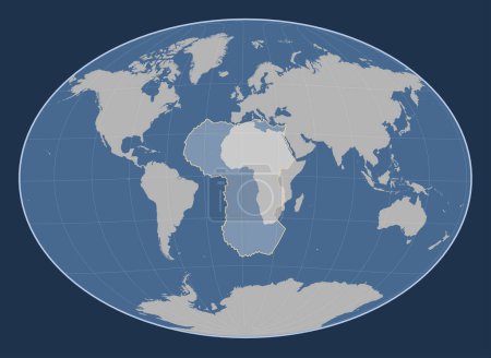 Téléchargez les photos : Plaque tectonique africaine sur la carte des contours solides dans la projection Fahey Oblique centrée méridionale et latitudinale. - en image libre de droit