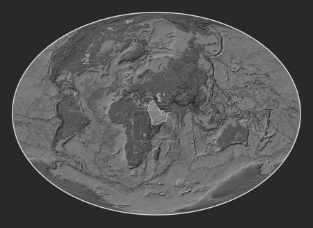 Téléchargez les photos : Plaque tectonique arabe sur la carte d'élévation bilevel dans la projection Fahey Oblique centrée méridionale et latitudinale. Limites des autres plaques - en image libre de droit