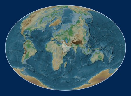 Foto de Placa tectónica árabe en el mapa de elevación física en la proyección Fahey Oblique centrada meridional y latitudinalmente. - Imagen libre de derechos
