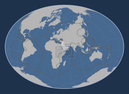 Téléchargez les photos : Plaque tectonique arabe sur la carte de contour solide dans la projection Fahey Oblique centrée méridionale et latitudinale. Limites des autres plaques - en image libre de droit