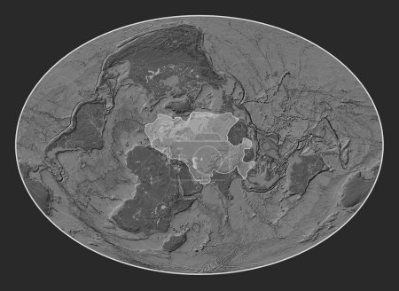 Téléchargez les photos : Plaque tectonique eurasienne sur la carte d'élévation bilevel dans la projection Fahey Oblique centrée méridionale et latitudinale. - en image libre de droit