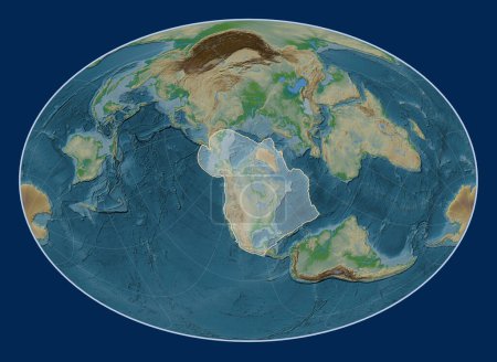 Téléchargez les photos : Plaque tectonique nord-américaine sur la carte physique de l'altitude dans la projection Fahey Oblique centrée méridionale et latitudinale. - en image libre de droit