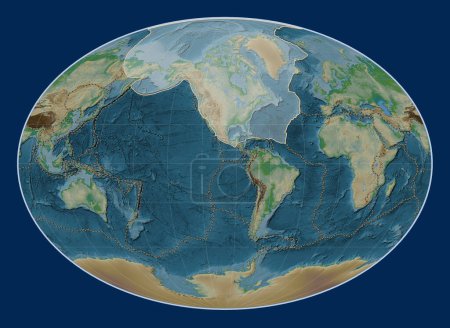 Téléchargez les photos : La plaque tectonique nord-américaine sur la carte physique de l'altitude dans la projection de Fahey était centrée méridionale. Limites des autres plaques - en image libre de droit