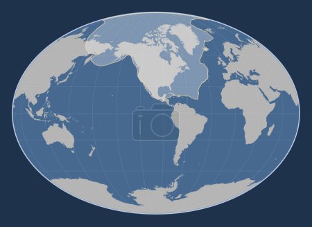Téléchargez les photos : Plaque tectonique nord-américaine sur la carte des contours solides dans la projection Fahey centrée méridionale. - en image libre de droit