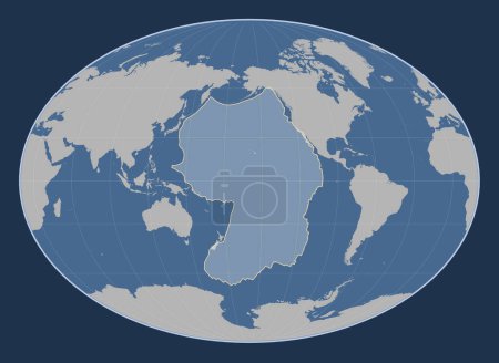 Téléchargez les photos : Plaque tectonique du Pacifique sur la carte des contours solides dans la projection Fahey centrée méridionale. - en image libre de droit