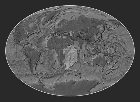 Téléchargez les photos : Plaque tectonique somalienne sur la carte d'élévation bilevel dans la projection Fahey centrée méridionale. Limites des autres plaques - en image libre de droit