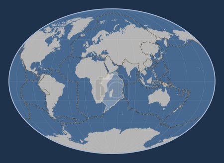 Téléchargez les photos : Plaque tectonique somalienne sur la carte de contour solide dans la projection Fahey centrée méridionale. Limites des autres plaques - en image libre de droit