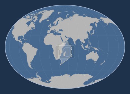 Foto de Placa tectónica somalí en el mapa de contorno sólido en la proyección Fahey centrada meridionalmente. - Imagen libre de derechos