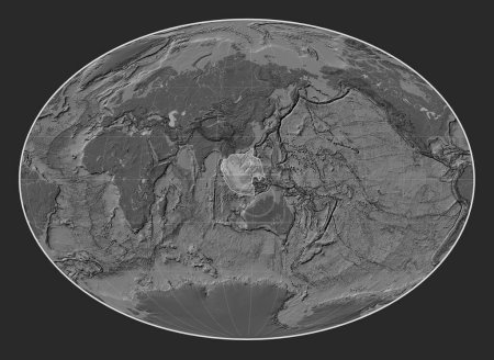 Téléchargez les photos : Plaque tectonique Sunda sur la carte d'élévation bilevel dans la projection Fahey centrée méridionale. - en image libre de droit