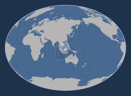 Téléchargez les photos : Plaque tectonique Sunda sur la carte de contour solide dans la projection Fahey Oblique centrée méridionale et latitudinale. - en image libre de droit