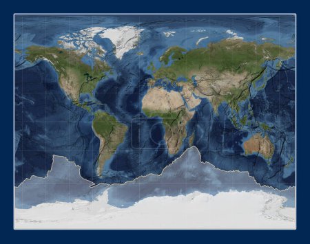 Foto de Placa tectónica antártica en el mapa satélite de mármol azul en la Gall Proyección estereográfica centrada meridionalmente. - Imagen libre de derechos