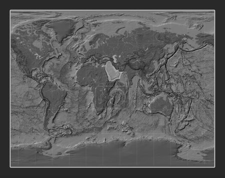 Téléchargez les photos : Plaque tectonique arabe sur la carte de l'élévation bilevel dans la galle Projection stéréographique centrée méridionale. - en image libre de droit